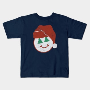 Santa Emoji with Christmas Tree Eyes Kids T-Shirt